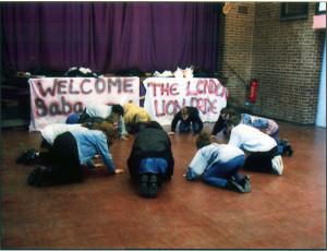 Baba Wa Simba, aka Joey Skaggs, with London Pride, 1995