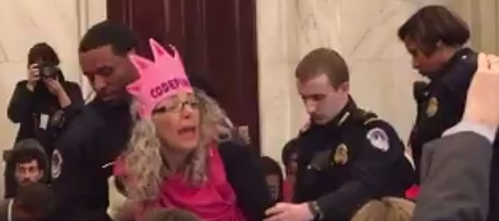 Protestor arrested for laughing